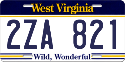 WV license plate 2ZA821
