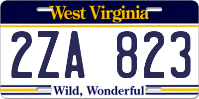 WV license plate 2ZA823