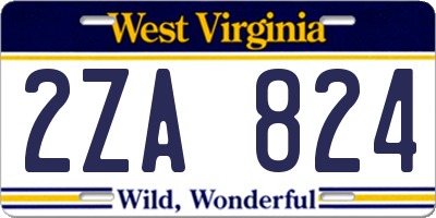 WV license plate 2ZA824