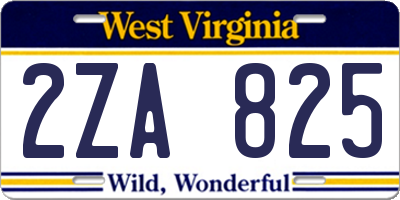 WV license plate 2ZA825