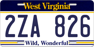 WV license plate 2ZA826