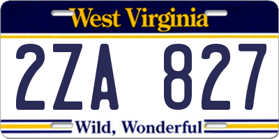 WV license plate 2ZA827
