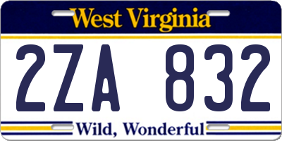 WV license plate 2ZA832