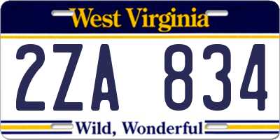 WV license plate 2ZA834