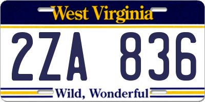 WV license plate 2ZA836