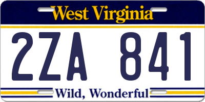 WV license plate 2ZA841