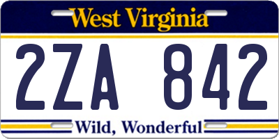 WV license plate 2ZA842