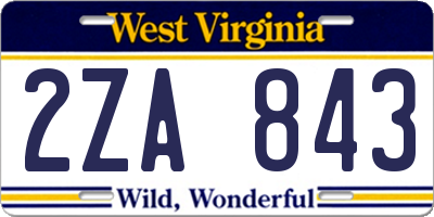 WV license plate 2ZA843
