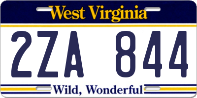 WV license plate 2ZA844