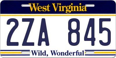 WV license plate 2ZA845