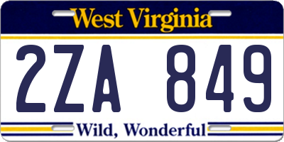 WV license plate 2ZA849