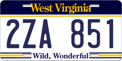 WV license plate 2ZA851