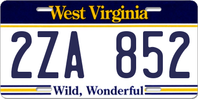WV license plate 2ZA852