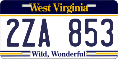 WV license plate 2ZA853