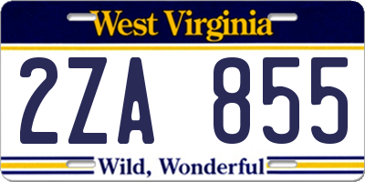 WV license plate 2ZA855
