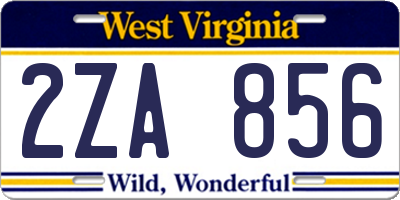 WV license plate 2ZA856