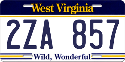 WV license plate 2ZA857