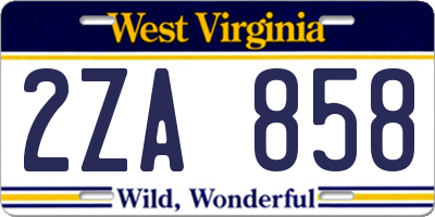 WV license plate 2ZA858