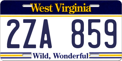 WV license plate 2ZA859