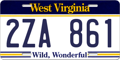 WV license plate 2ZA861