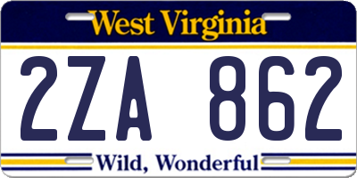 WV license plate 2ZA862