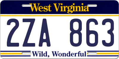 WV license plate 2ZA863