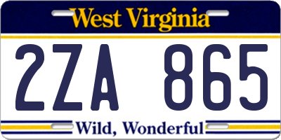 WV license plate 2ZA865