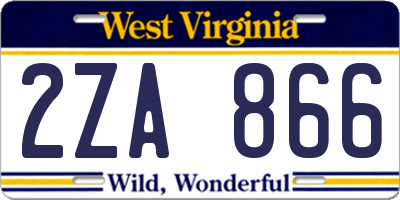 WV license plate 2ZA866