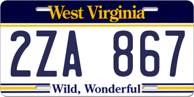 WV license plate 2ZA867