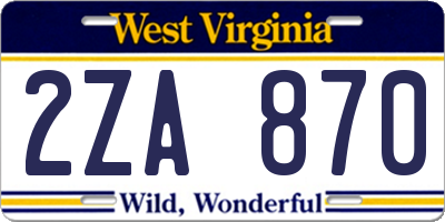 WV license plate 2ZA870