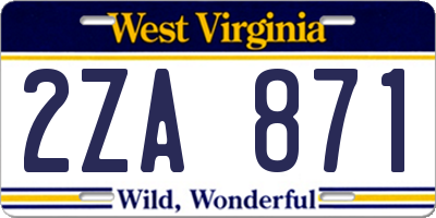 WV license plate 2ZA871