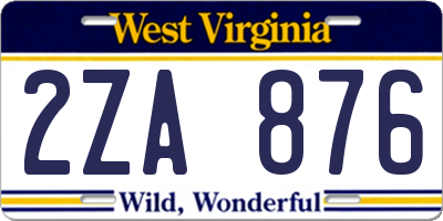 WV license plate 2ZA876