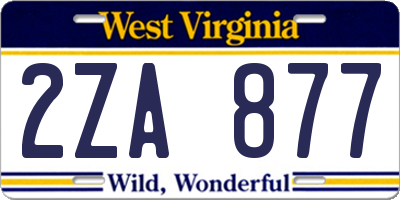 WV license plate 2ZA877