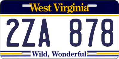 WV license plate 2ZA878