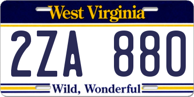 WV license plate 2ZA880