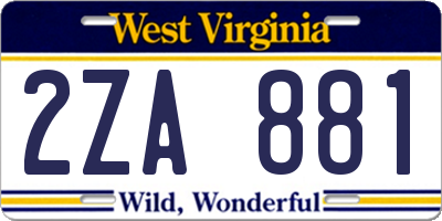 WV license plate 2ZA881