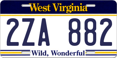 WV license plate 2ZA882