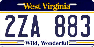 WV license plate 2ZA883
