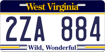 WV license plate 2ZA884