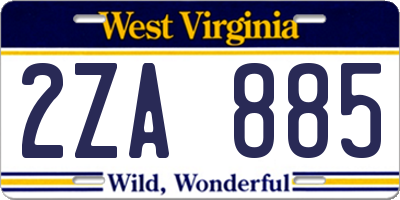 WV license plate 2ZA885
