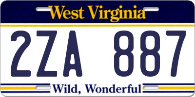 WV license plate 2ZA887