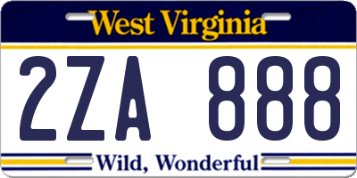 WV license plate 2ZA888