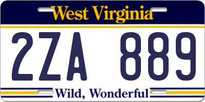 WV license plate 2ZA889