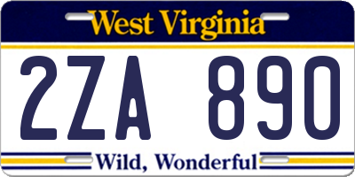 WV license plate 2ZA890