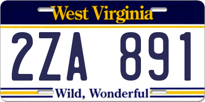 WV license plate 2ZA891