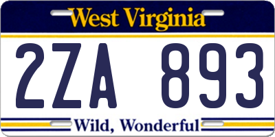 WV license plate 2ZA893