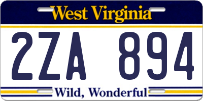 WV license plate 2ZA894