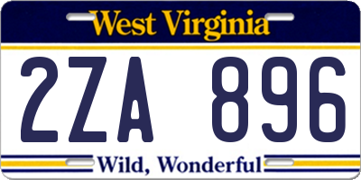 WV license plate 2ZA896