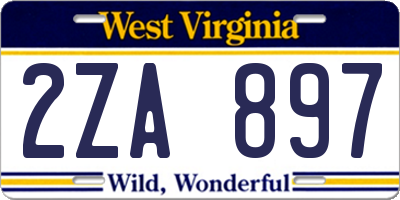 WV license plate 2ZA897