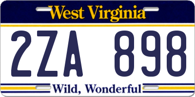 WV license plate 2ZA898